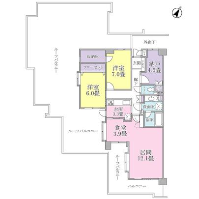 Floor plan. Floor (roof balcony of 101.91 sq m is the top floor southwest angle room of the charm!)