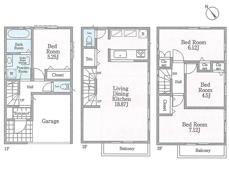 Floor plan. (5 Building), Price 38,800,000 yen, 4LDK, Land area 61.13 sq m , Building area 111.15 sq m