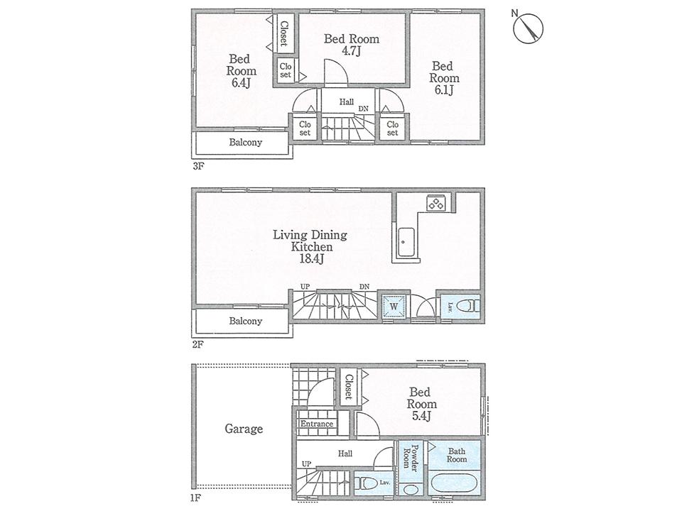 Floor plan. (9 Building), Price 36,800,000 yen, 4LDK, Land area 60.83 sq m , Building area 107.63 sq m