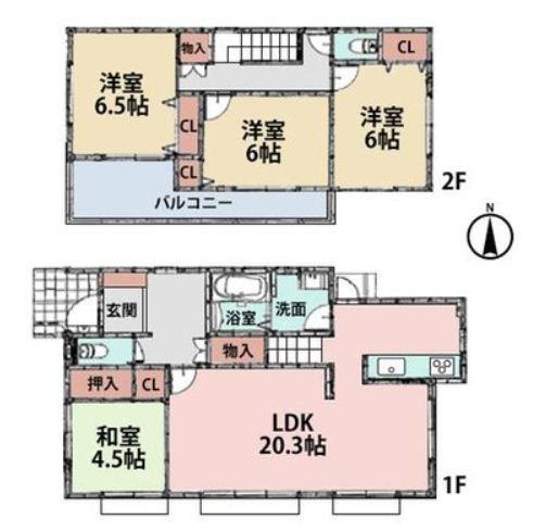 Floor plan. 41,850,000 yen, 4LDK, Land area 157.67 sq m , Building area 104.54 sq m