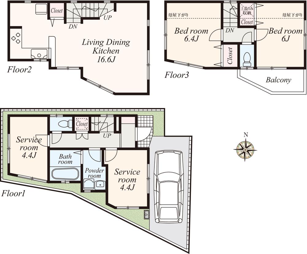 Floor plan. (8 Building), Price 45,958,000 yen, 2LDK+2S, Land area 52.47 sq m , Building area 87.65 sq m