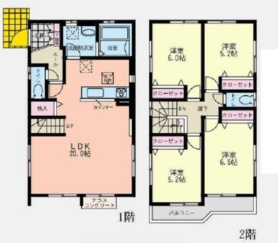 Floor plan. 47,800,000 yen, 4LDK, Land area 141.16 sq m , Building area 100.6 sq m