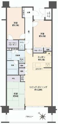 Floor plan. 3LDK, Price 25,900,000 yen, Occupied area 80.22 sq m , Balcony area 11.46 sq m