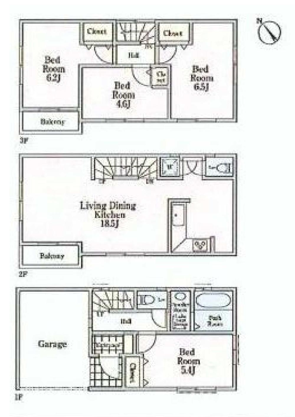 Floor plan. (6 Building), Price 38,800,000 yen, 4LDK, Land area 61.05 sq m , Building area 107.85 sq m