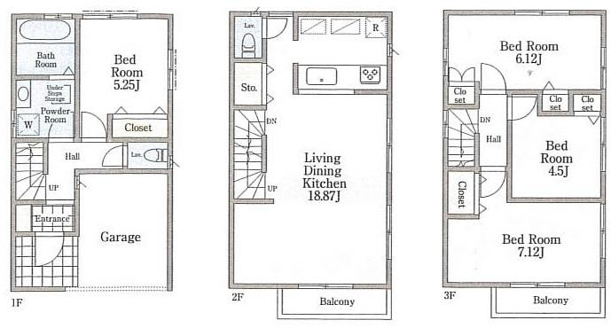 Floor plan. (5 Building), Price 38,800,000 yen, 4LDK, Land area 61.13 sq m , Building area 111.15 sq m