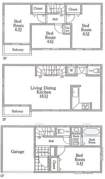 Floor plan. (6 Building), Price 38,800,000 yen, 4LDK, Land area 61.05 sq m , Building area 107.85 sq m