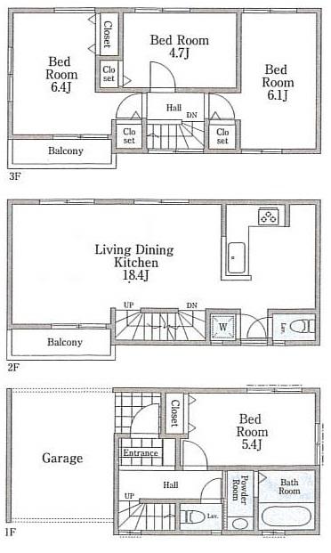 Floor plan. (9 Building), Price 36,800,000 yen, 4LDK, Land area 60.83 sq m , Building area 107.63 sq m