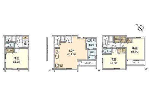 Floor plan. 25,800,000 yen, 3LDK, Land area 45.7 sq m , Building area 84.25 sq m