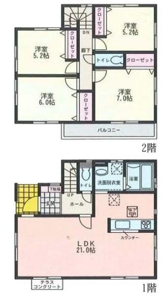Floor plan. (B Building), Price 49,800,000 yen, 4LDK, Land area 123.12 sq m , Building area 101.85 sq m