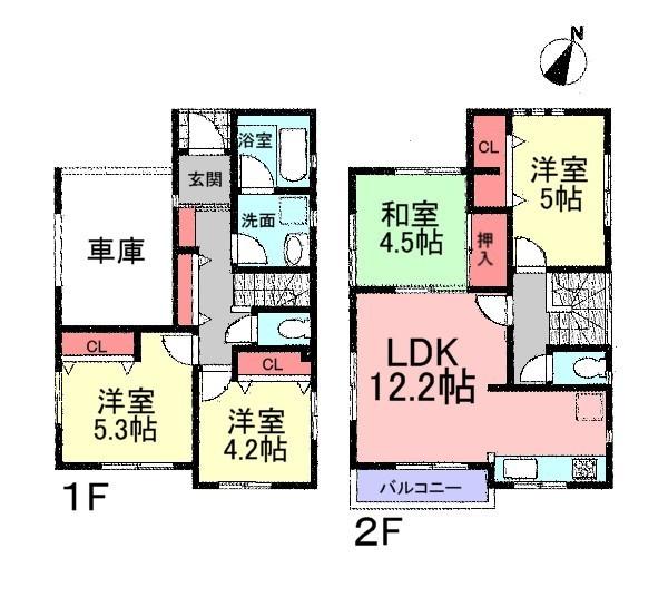 Floor plan. 26,800,000 yen, 4LDK, Land area 85.37 sq m , Building area 88.69 sq m living adjacent of the Japanese-style, It can be useful as such as a den or guest room.