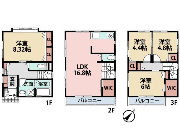 Floor plan. (B Building), Price 37,850,000 yen, 4LDK, Land area 79.89 sq m , Building area 101.01 sq m