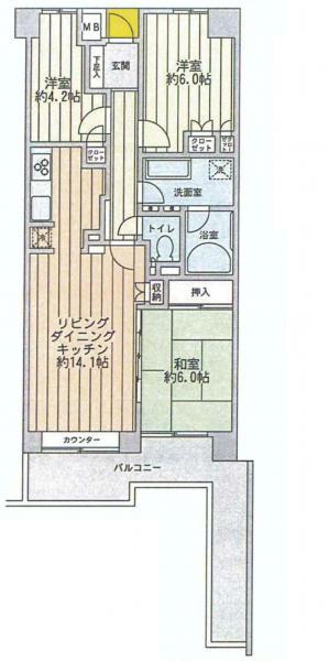 Floor plan. 3LDK, Price 23.8 million yen, Occupied area 69.55 sq m , Balcony area 13.47 sq m