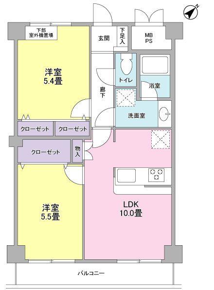 Floor plan. 2LDK, Price 15.9 million yen, Occupied area 50.89 sq m , Balcony area 5.59 sq m
