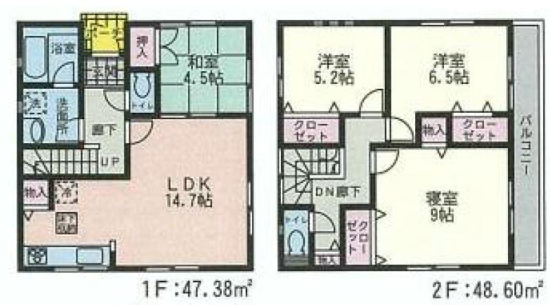 Floor plan. (Building 2), Price 25,800,000 yen, 4LDK, Land area 100.58 sq m , Building area 95.98 sq m