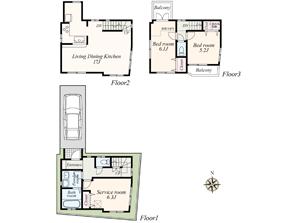 6 Building floor plan (2LDK + S + car space Site area 51.67 sq m Building area 83.69 sq m)