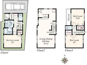 7 Building floor plan (2LDK + S + car space Site area 50.03 sq m Building area 80.43 sq m)
