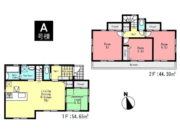 Floor plan. 51,800,000 yen, 4LDK, Land area 124.14 sq m , Per day is good at building area 98.95 sq m Zenshitsuminami direction.