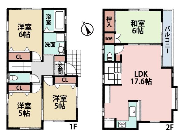 Floor plan. 37,800,000 yen, 4LDK, Land area 91.23 sq m , Face-to-face building area 90.39 sq m your family is and easy to match living room stairs to face the kitchen type
