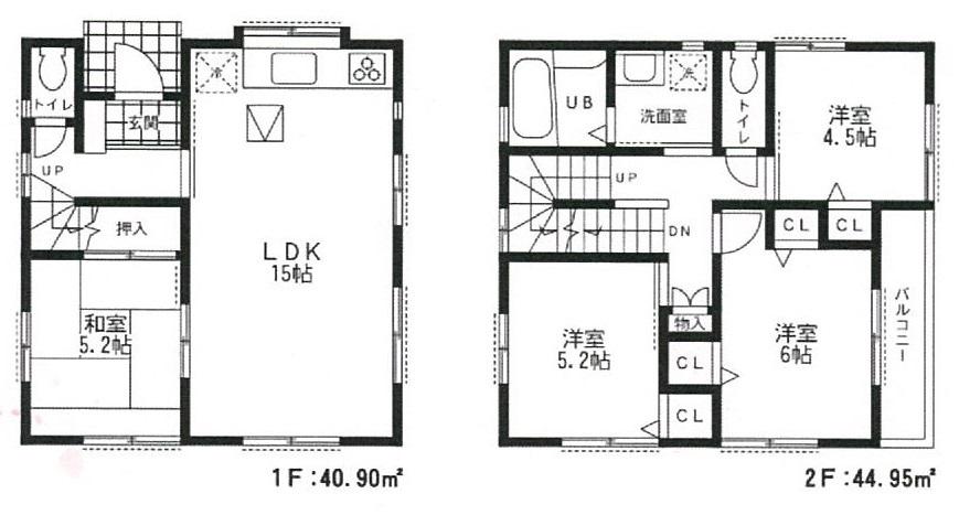 Floor plan. (A Building), Price 41,800,000 yen, 4LDK, Land area 64.41 sq m , Building area 89.9 sq m