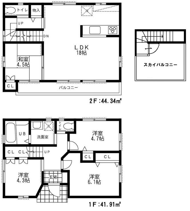 Floor plan. (B Building), Price 41,800,000 yen, 4LDK, Land area 74.49 sq m , Building area 90.3 sq m