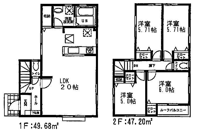 Floor plan. (2), Price 46,500,000 yen, 4LDK, Land area 106.53 sq m , Building area 96.88 sq m