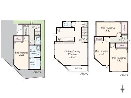 No.17 between the floor plan (4LDK Site area 51.58 sq m Building area 90.83 sq m)