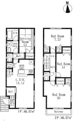 Floor plan. 42,800,000 yen, 4LDK, Land area 95.87 sq m , Building area 93.12 sq m