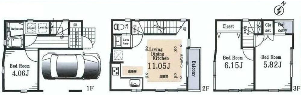 Floor plan. (A Building), Price 28.5 million yen, 3LDK, Land area 41.79 sq m , Building area 75.31 sq m