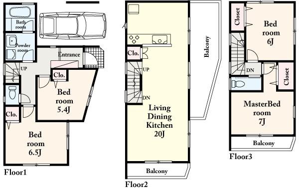 Floor plan. (B), Price 39,800,000 yen, 4LDK, Land area 77.85 sq m , Building area 113.04 sq m