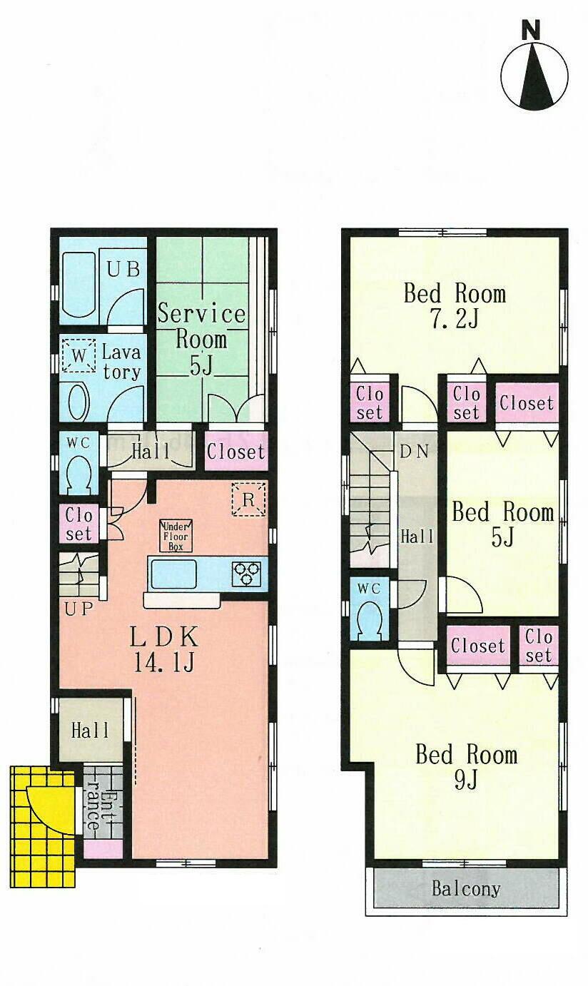 Floor plan. (3 Building), Price 42,800,000 yen, 3LDK+S, Land area 95.87 sq m , Building area 93.14 sq m