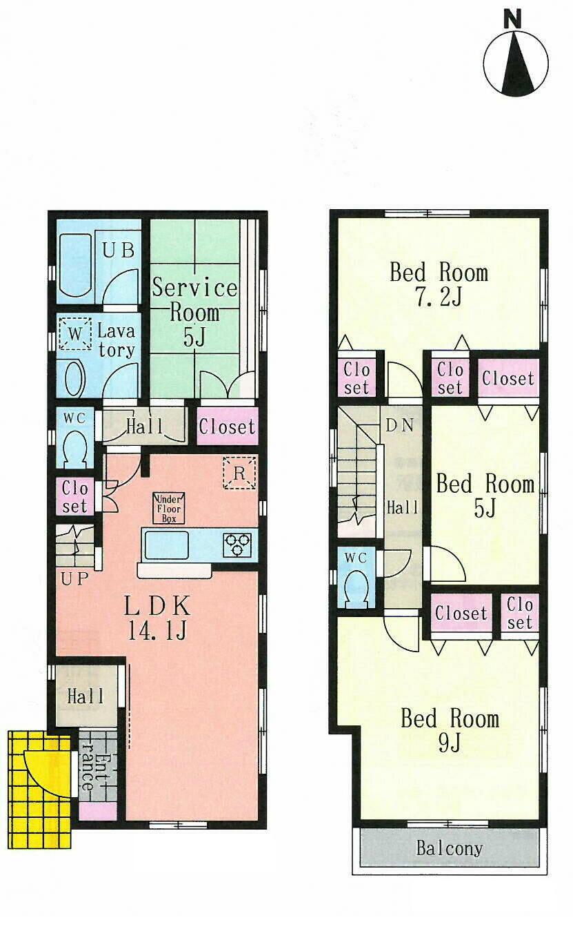 Floor plan. (4 Building), Price 42,800,000 yen, 3LDK+S, Land area 94.82 sq m , Building area 93.14 sq m