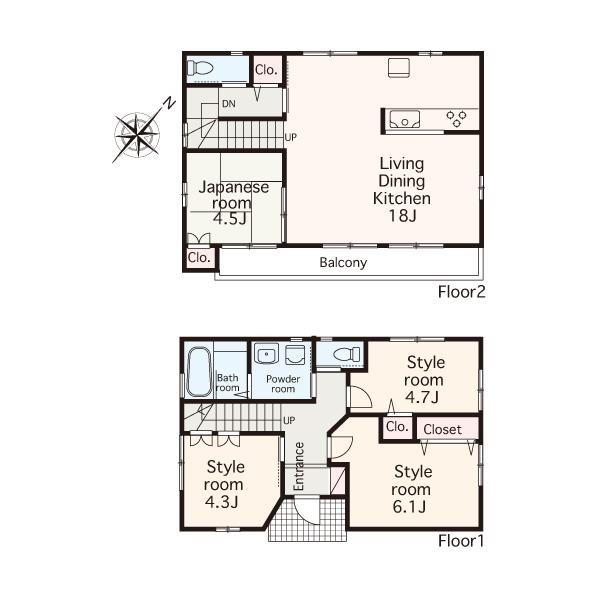 Floor plan. 41,800,000 yen, 4LDK, Land area 74.49 sq m , Building area 90.3 sq m