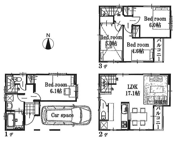 Floor plan. (C Building), Price 31,800,000 yen, 4LDK, Land area 52.74 sq m , Building area 86.27 sq m