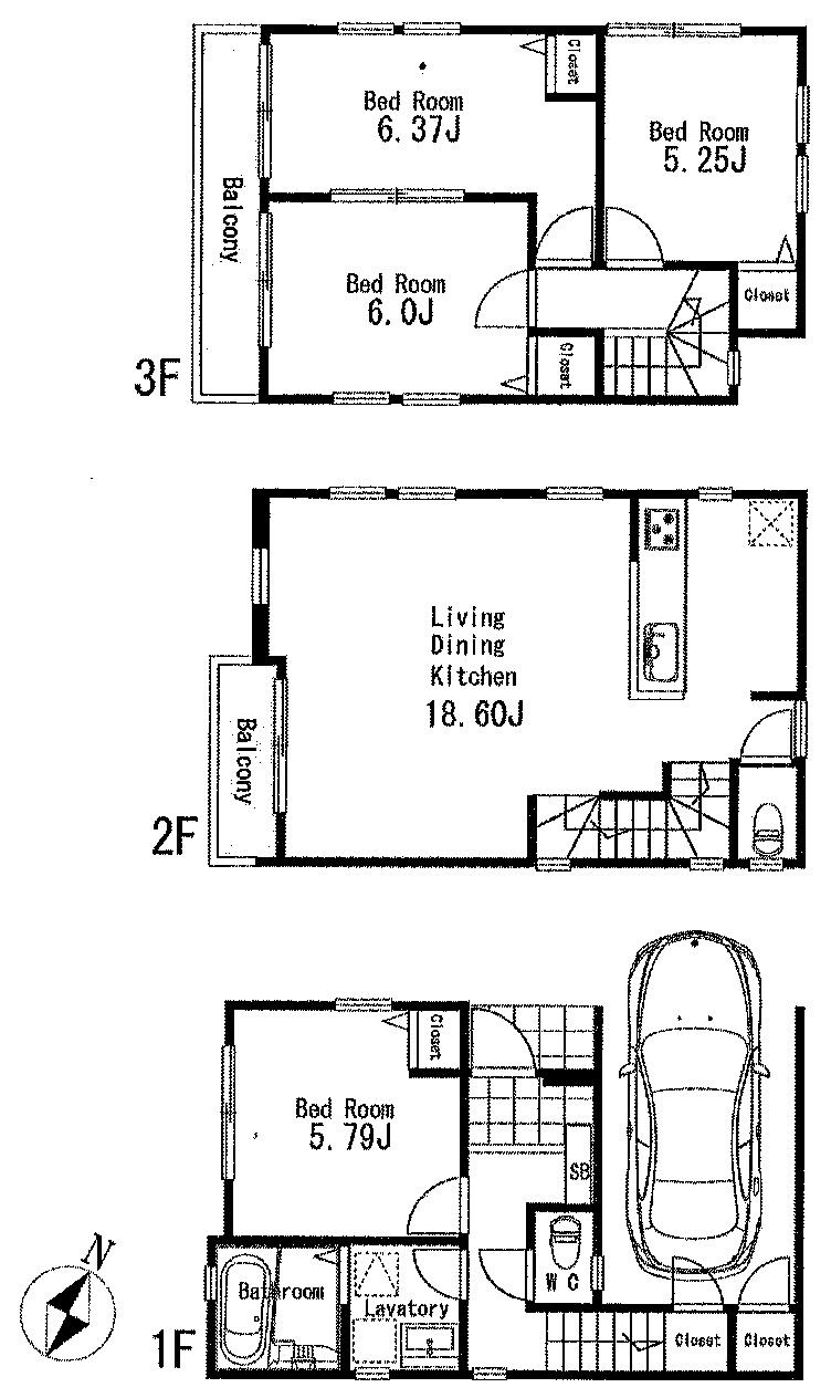 Floor plan. 39,800,000 yen, 4LDK, Land area 65.73 sq m , Building area 108.26 sq m