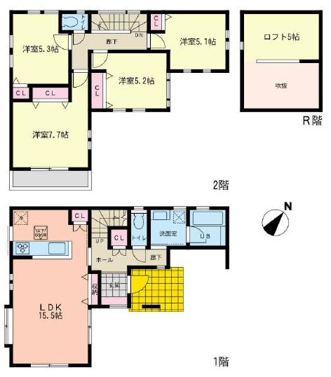 Floor plan. (4 Building), Price 39,800,000 yen, 4LDK, Land area 110.27 sq m , Building area 95.22 sq m
