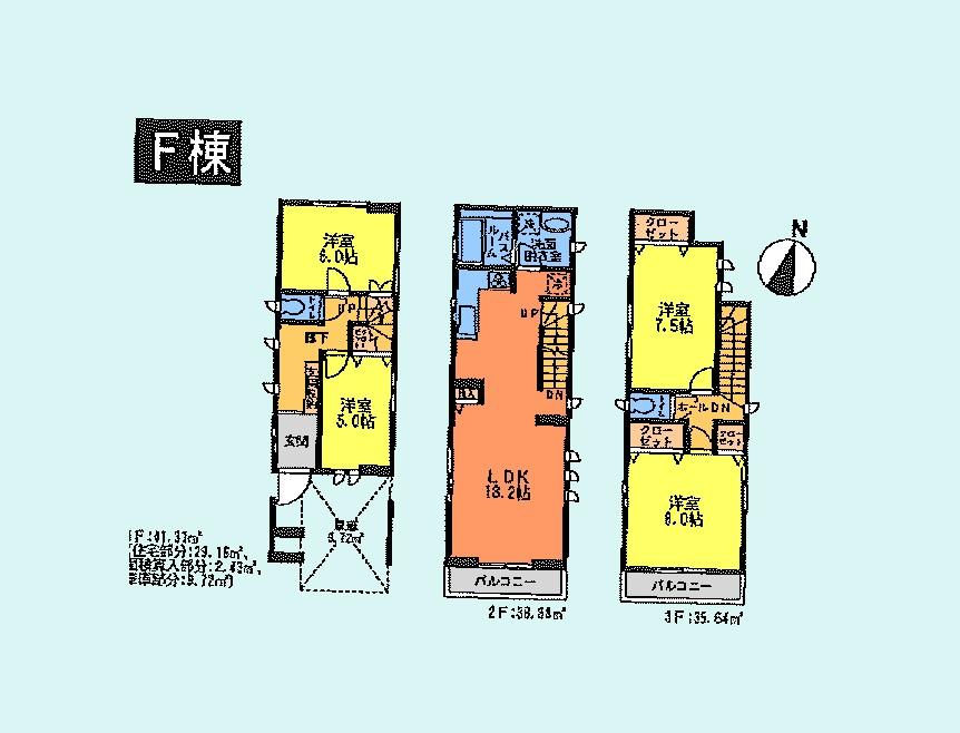 Floor plan. (F Building), Price 40,900,000 yen, 4LDK, Land area 65.03 sq m , Building area 115.83 sq m