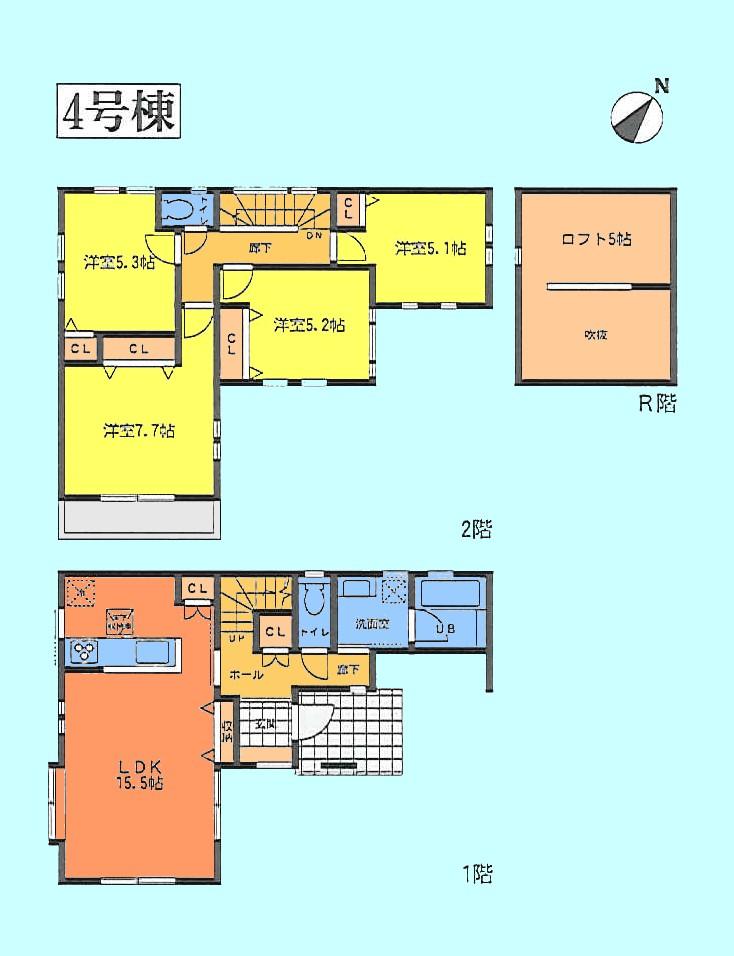 Floor plan. (4 Building), Price 39,800,000 yen, 4LDK, Land area 110.27 sq m , Building area 95.22 sq m