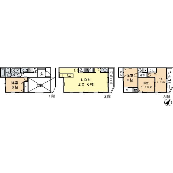 Floor plan. 43,800,000 yen, 4LDK, Land area 65.64 sq m , Building area 102.74 sq m