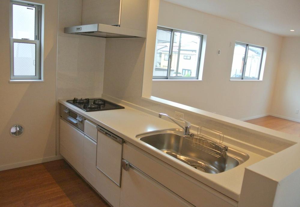 Kitchen. Counter kitchen with a dishwasher
