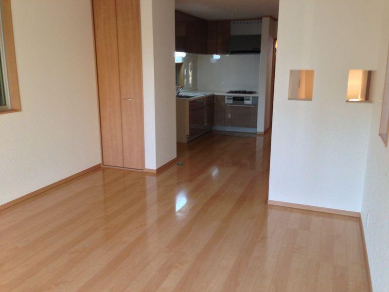 Living. Stylish windows that is attached to the wall