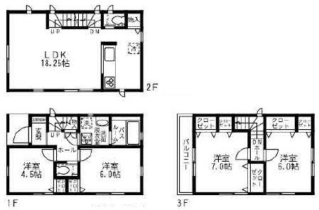 Floor plan. (A Building), Price 33,900,000 yen, 4LDK, Land area 78.18 sq m , Building area 97.67 sq m