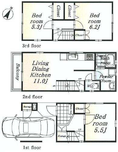 Floor plan. (B Building), Price 25,800,000 yen, 3LDK, Land area 46.6 sq m , Building area 83.39 sq m