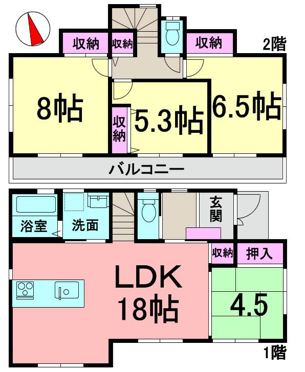Floor plan. (A Building), Price 51,800,000 yen, 4LDK, Land area 124.14 sq m , Building area 98.95 sq m