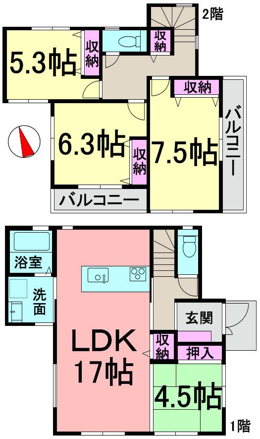 Floor plan. (B Building), Price 52,800,000 yen, 4LDK, Land area 124.22 sq m , Building area 98.54 sq m