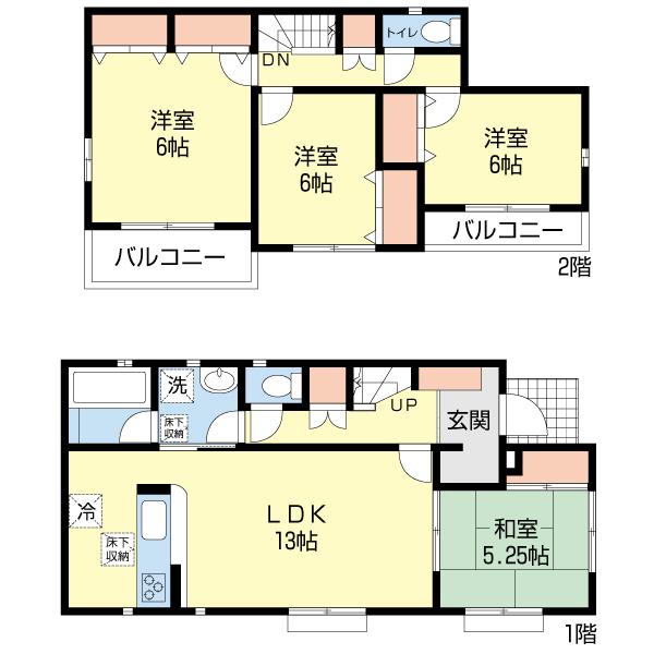 Floor plan. 49,800,000 yen, 4LDK, Land area 173.52 sq m , Building area 105.99 sq m