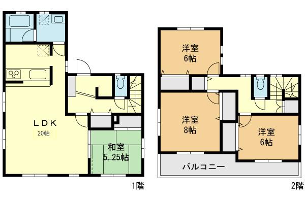 Floor plan. (1 Building), Price 58,800,000 yen, 4LDK, Land area 175.11 sq m , Building area 110.54 sq m