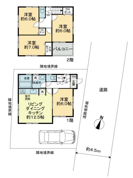Floor plan. 44,800,000 yen, 4LDK, Land area 106.33 sq m , Building area 84.24 sq m