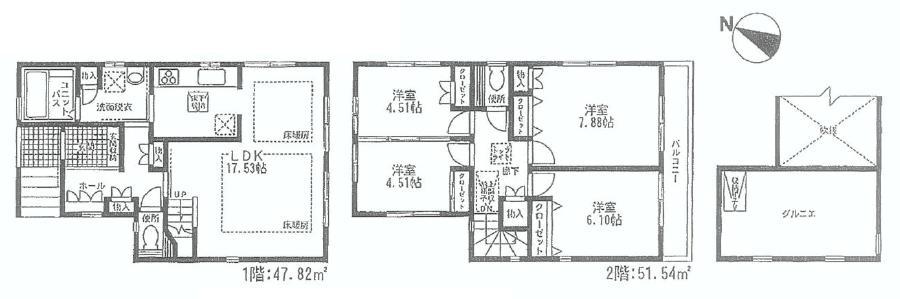 Floor plan. (B Building), Price 42,850,000 yen, 4LDK, Land area 103.1 sq m , Building area 99.36 sq m