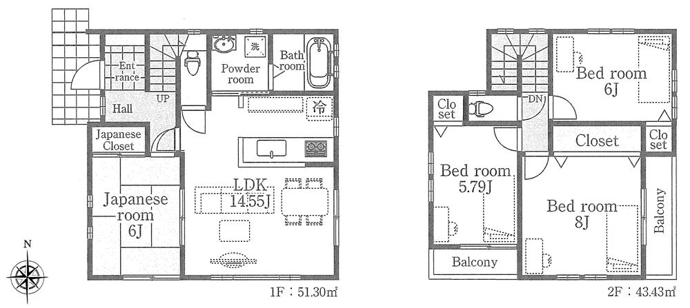Floor plan. 45,800,000 yen, 4LDK, Land area 132.01 sq m , Building area 94.73 sq m