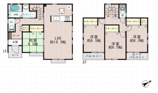 Floor plan. (B Building), Price 54,800,000 yen, 4LDK, Land area 149.27 sq m , Building area 98.53 sq m